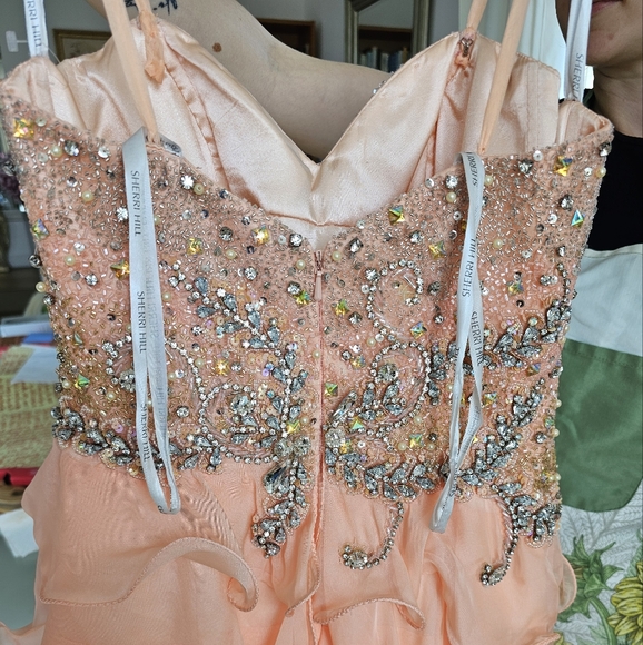 Sherri Hill peach strapless high low evening dress - Picture 5 of 8